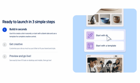 The Fasthosts website builder, showing a template being edited in the browser