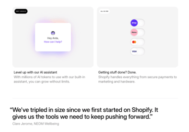 Shopify store editor, showing the theme customiser and product layout