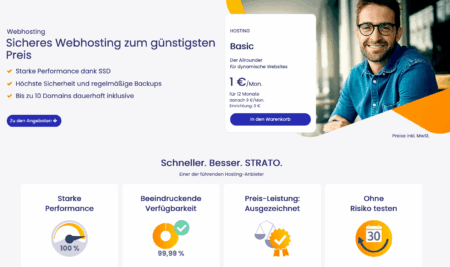 Screenshot der Strato-Webseite
