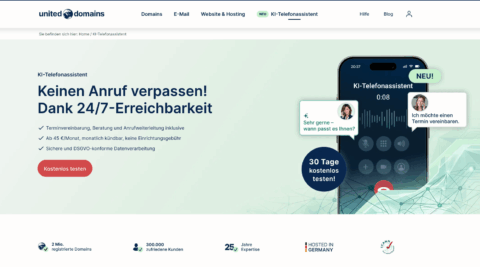 Screenshot der Website von united-domains