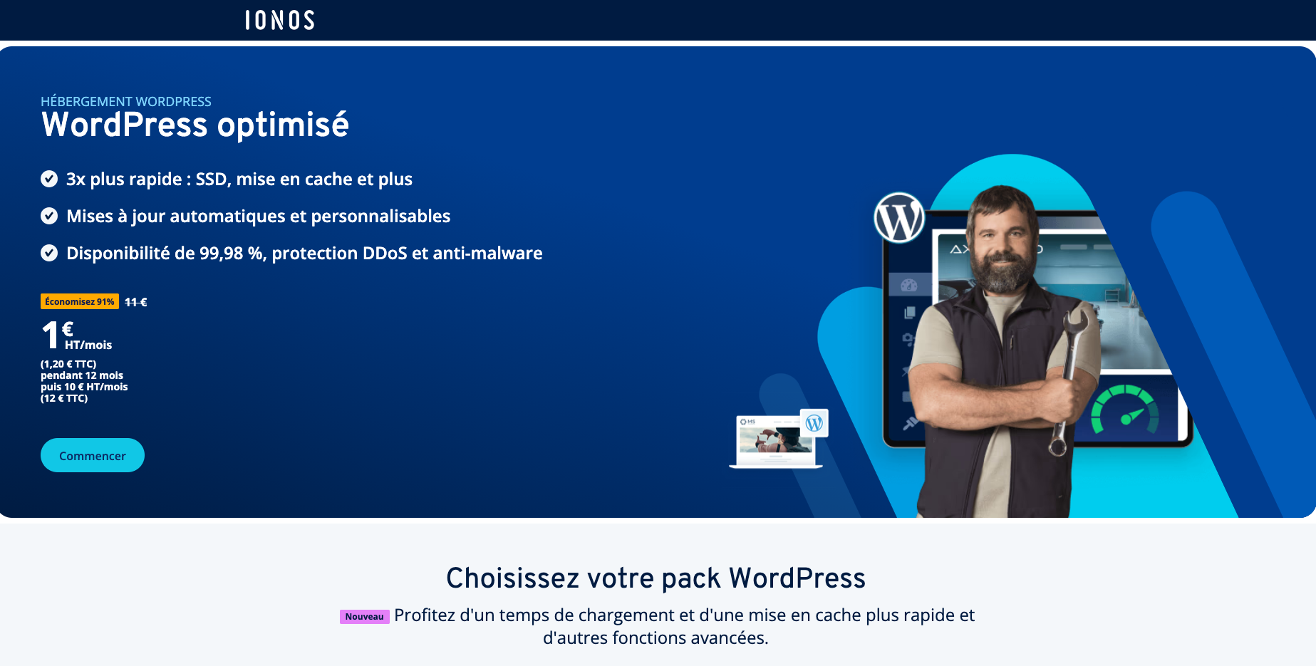 Interface WordPress by IONOS